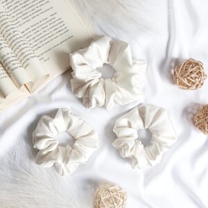 Scrunchie z satyny jedwabnej - waniliowa