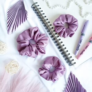 Scrunchie z satyny jedwabnej - wrzosowa