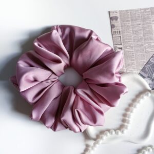 Scrunchie XL z satyny jedwabnej - brudny róż