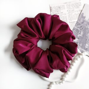 Scrunchie XL z satyny jedwabnej - bordowa