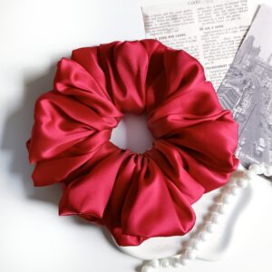 Scrunchie XL z satyny jedwabnej - czerwona