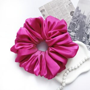 Scrunchie XL z satyny jedwabnej - różowa