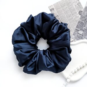 Scrunchie XL z satyny jedwabnej - granatowa