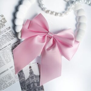 Satynowa kokarda do włosów - jasny róż