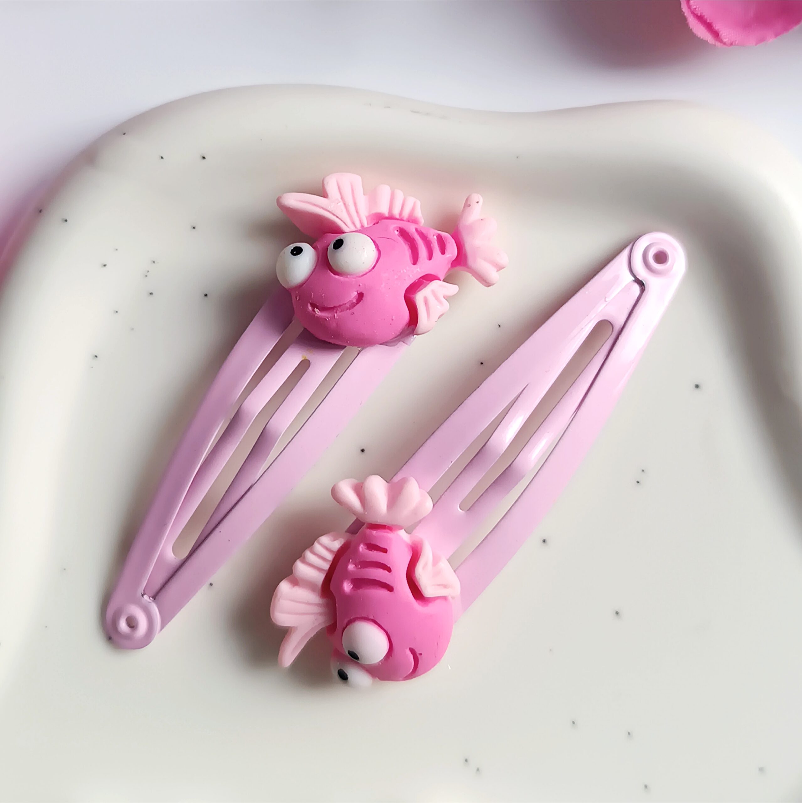 Spinki do włosów dla dzieci - różowe rybki - obrazek 2