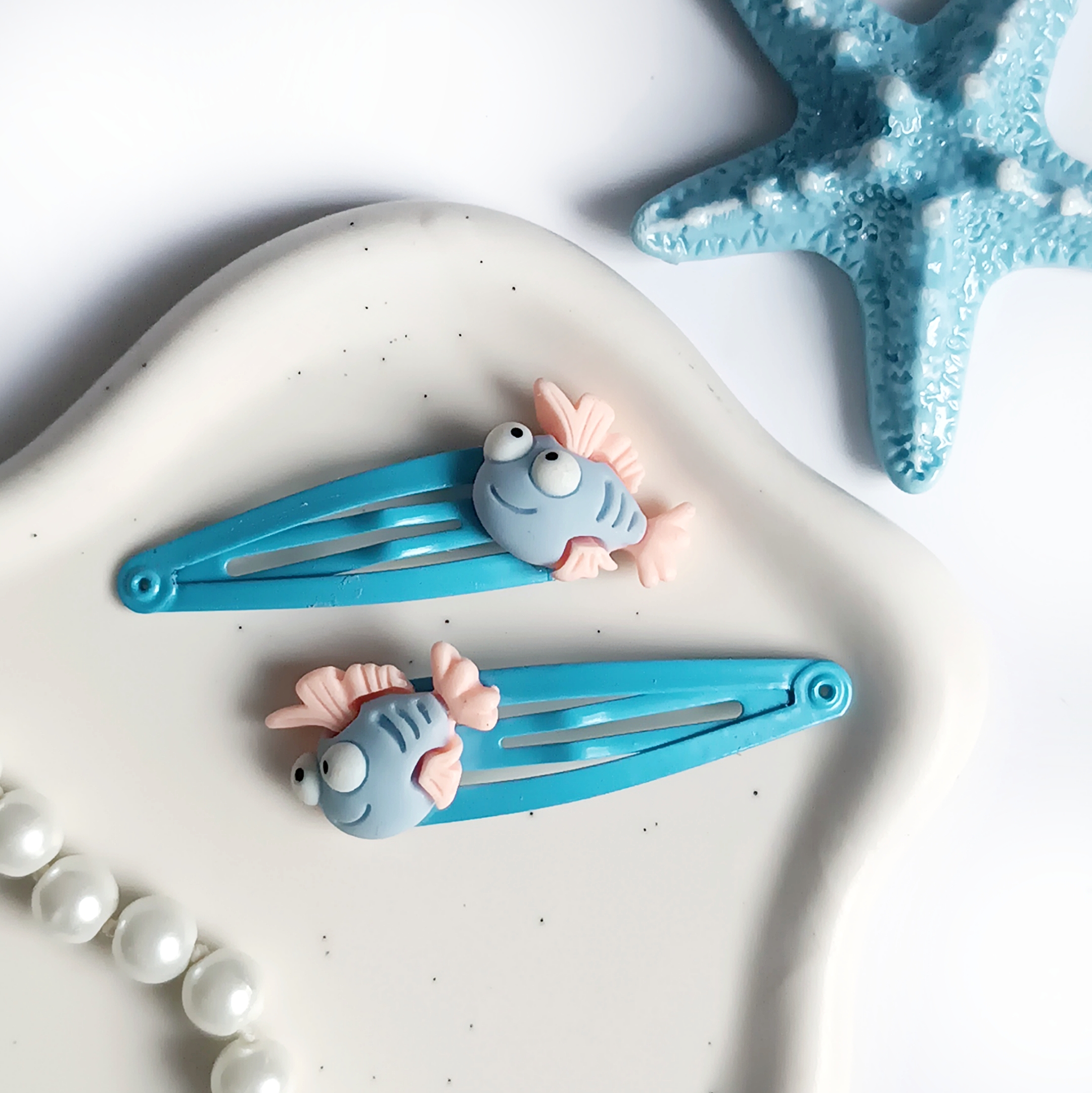 Spinki do włosów dla dzieci - niebieskie rybki