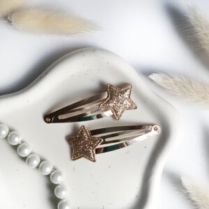 Spinki do włosów dla dzieci - brokatowe szampańskie gwiazdy