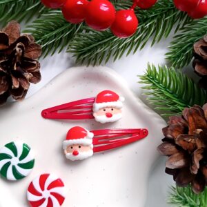 Świąteczne spinki do włosów dla dzieci - mikołaje