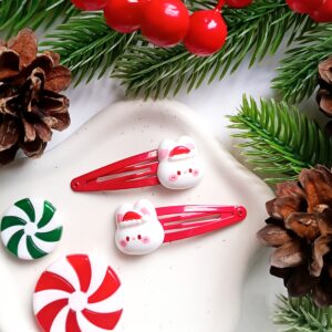 Świąteczne spinki do włosów dla dzieci - króliczki