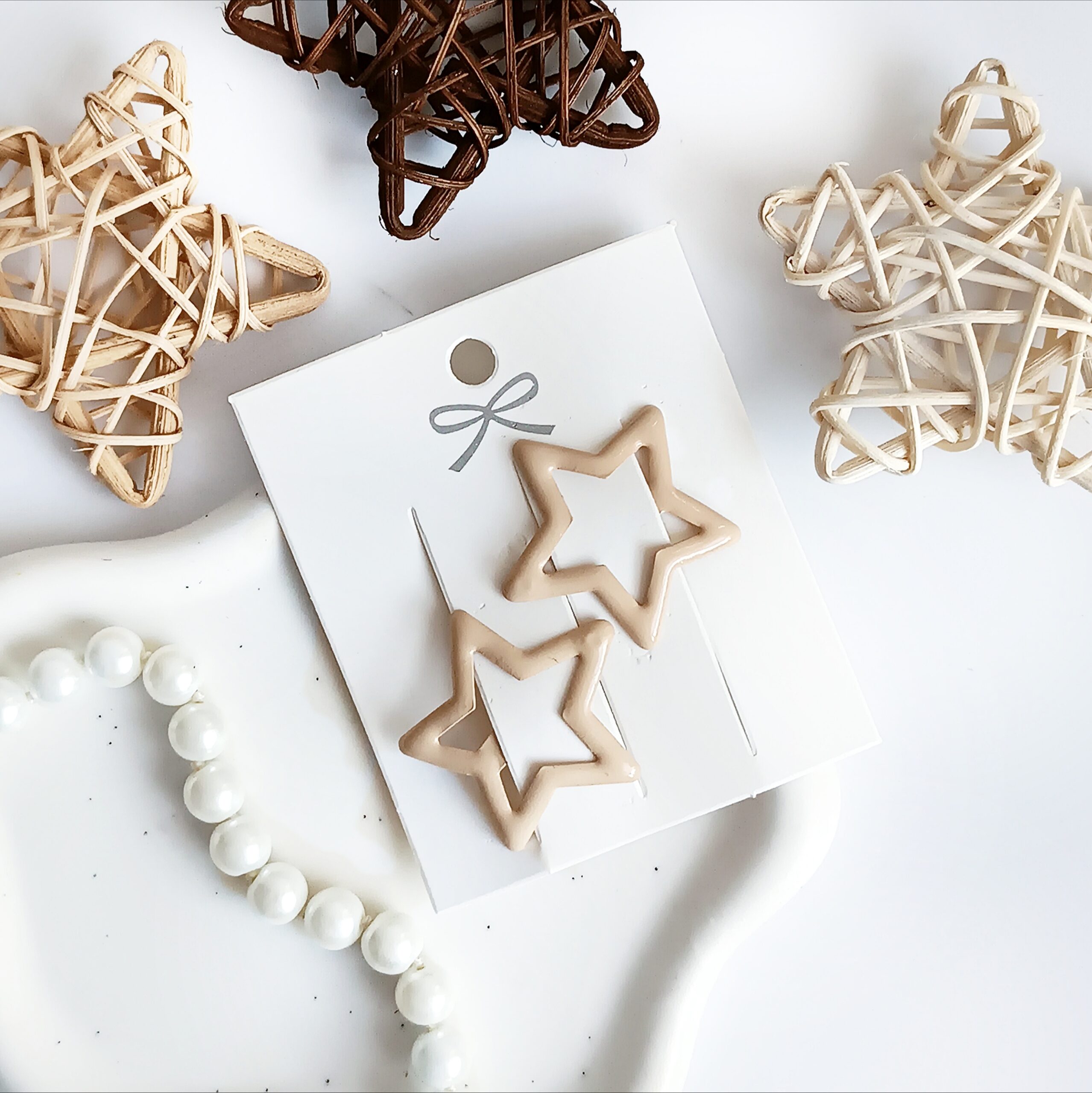 Spinki dla dzieci - gwiazdki - latte - obrazek 3