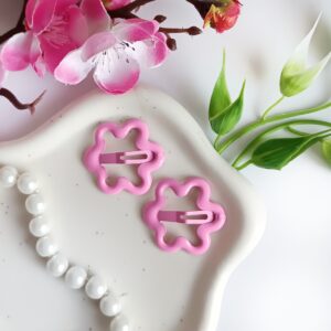 Spinki dla dzieci - kwiatuszki - różowe