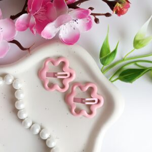 Spinki dla dzieci - kwiatuszki - brudny róż