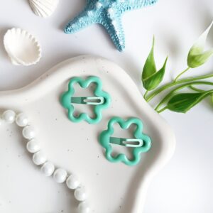 Spinki dla dzieci - kwiatuszki - miętowe