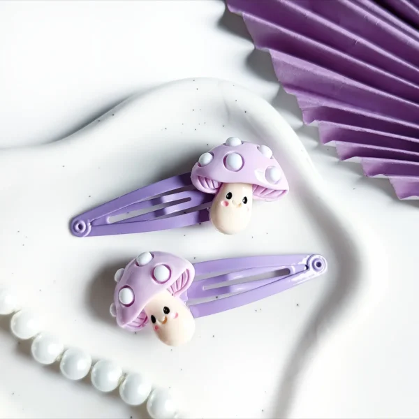 Spinki dla dzieci fioletowe grzybki.