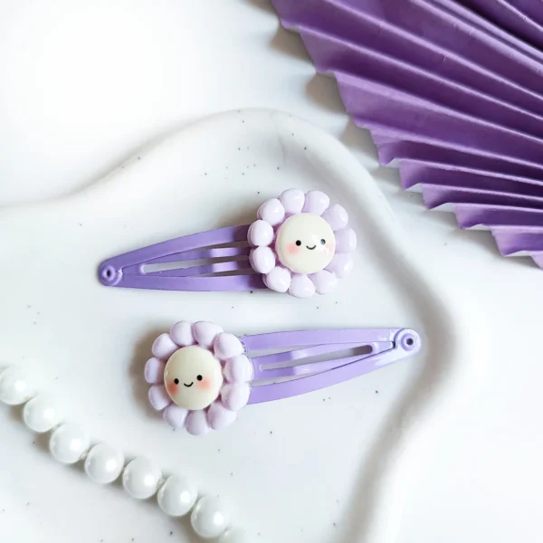 Spinki dla dzieci fioletowe kwiatuszki.