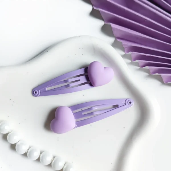 Spinki dla dzieci fioletowe serduszka.