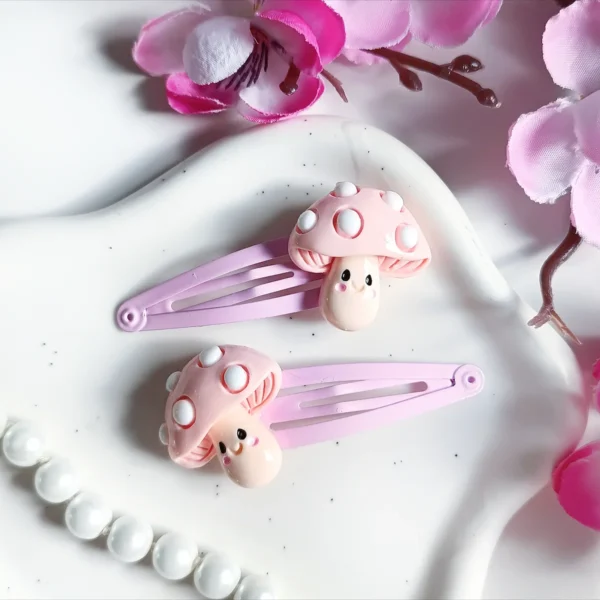 Spinki dla dzieci jasnoróżowe grzybki.