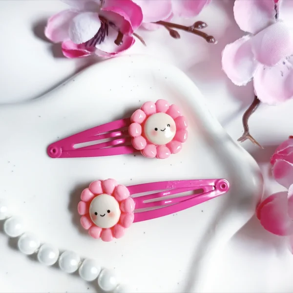 Spinki dla dzieci różowe kwiatuszki.