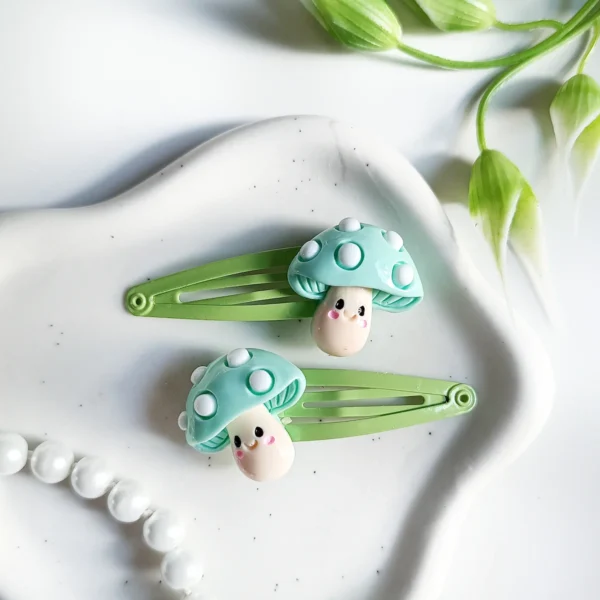 Spinki dla dzieci turkusowe grzybki.