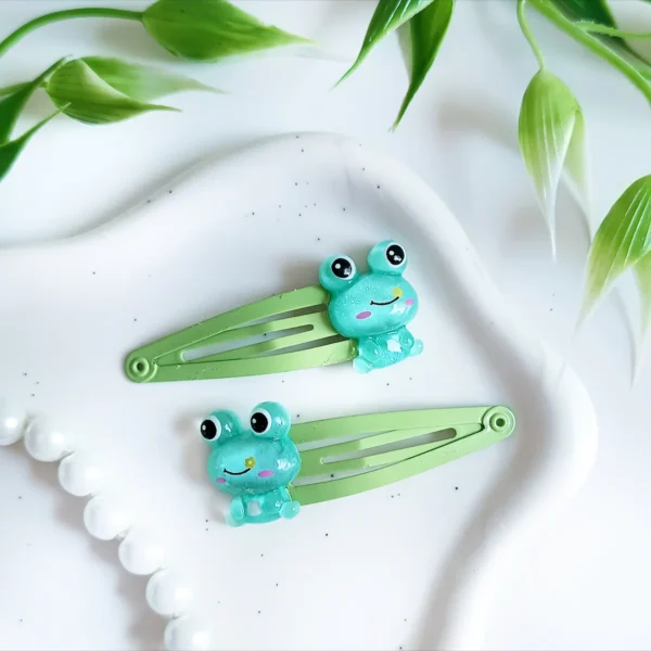 Spinki dla dzieci turkusowe żabki.