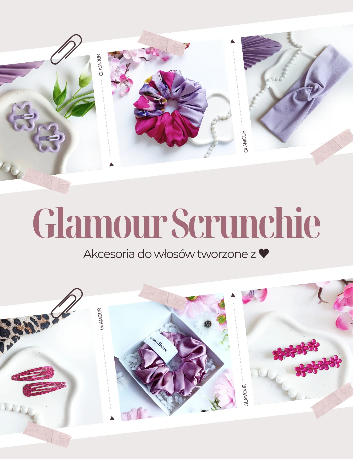 Glamour Scrunchie - Akcesoria do włosów tworzone z sercem